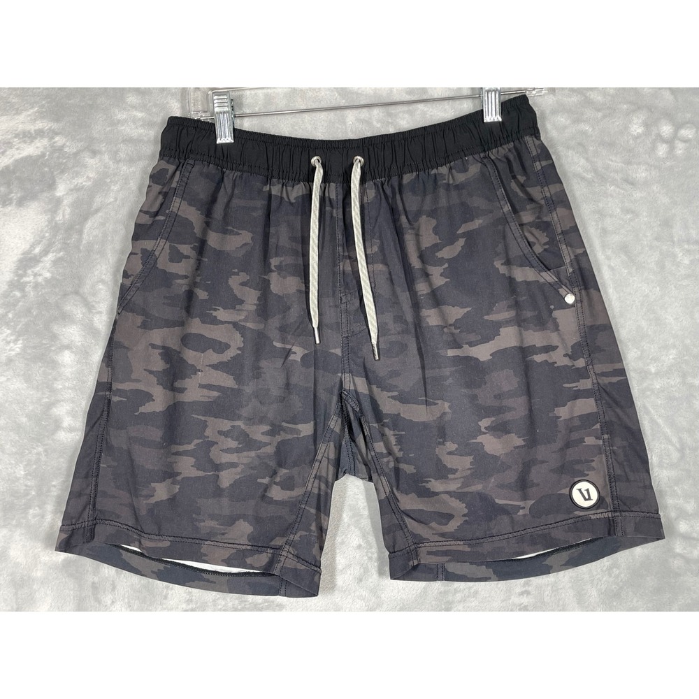 Vuori Mens Kore Shorts Camo Black Charcoal Lined Athletic Training 7.5 Inseam